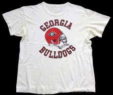 画像2: 80s USA製 GEORGIA BULLDOGS アメフト コットンTシャツ ボロ 白 L (2)