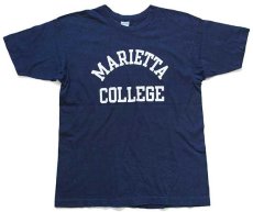 画像2: 70s USA製 Championチャンピオン MARIETTA COLLEGE コットンTシャツ 紺 L (2)