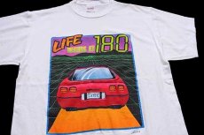 画像1: 90s USA製 LIFE BEGINS AT 180 CORVETTEコルベット ZR-1 グラフィック コットンTシャツ 白 L (1)