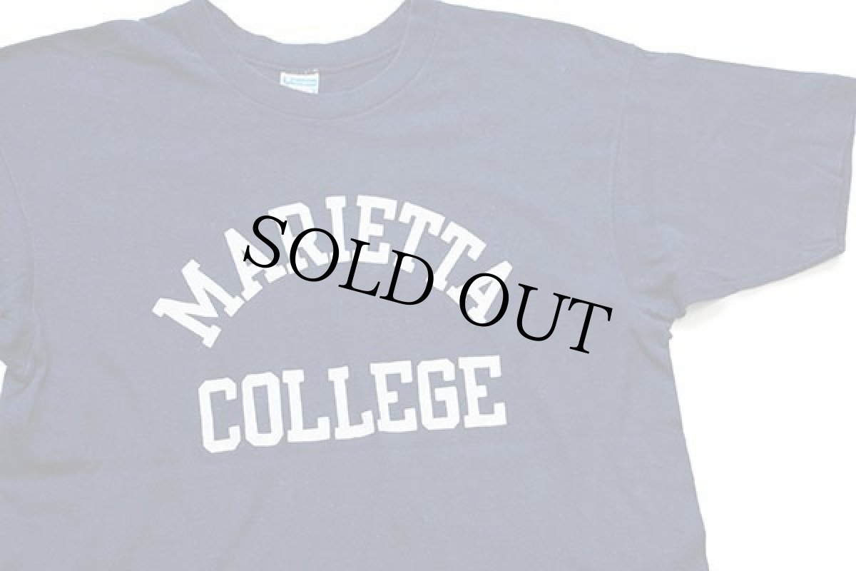 画像1: 70s USA製 Championチャンピオン MARIETTA COLLEGE コットンTシャツ 紺 L (1)