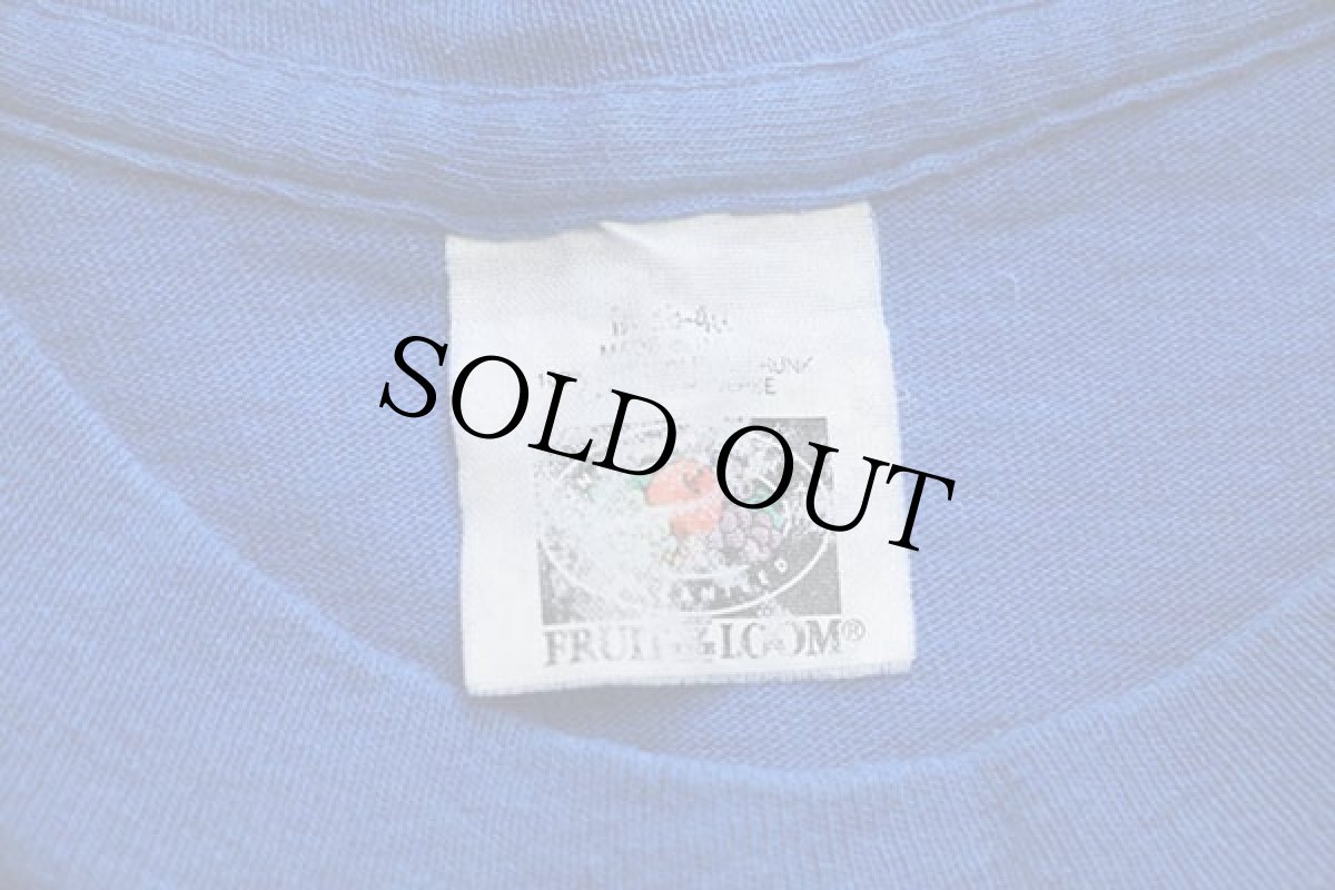画像4: 90s USA製 FRUIT OF THE LOOM 無地 コットン ポケットTシャツ 青 M (4)