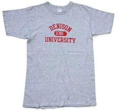 画像2: 80s USA製 Championチャンピオン DENISON 1081 UNIVERSITY 三段中抜き 88/12 Tシャツ 杢グレーL (2)