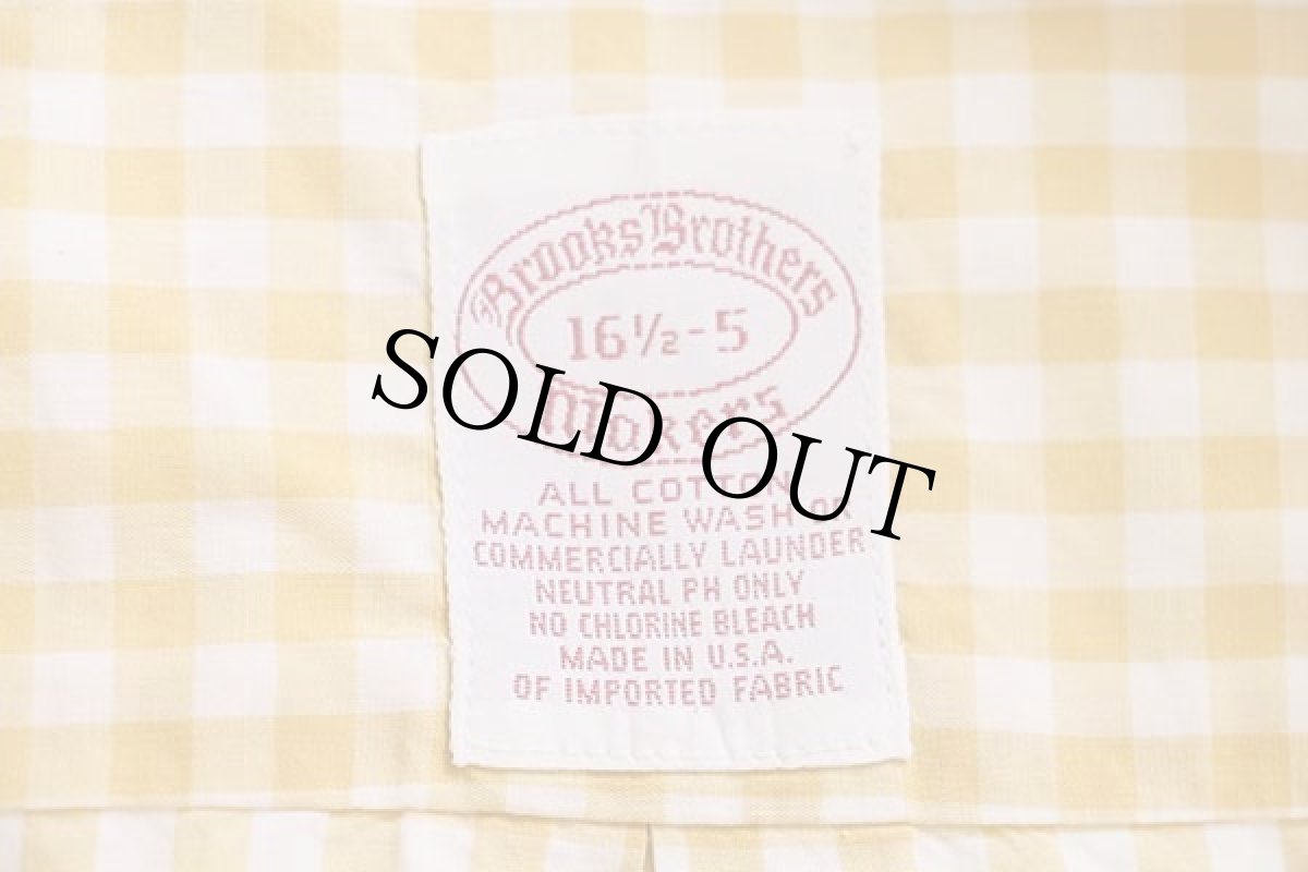 画像4: 90s USA製 Brooks Brothersブルックスブラザーズ Makers ギンガムチェック ボタンダウン コットンシャツ 黄×白 16.5 (4)