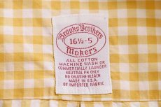画像4: 90s USA製 Brooks Brothersブルックスブラザーズ Makers ギンガムチェック ボタンダウン コットンシャツ 黄×白 16.5 (4)