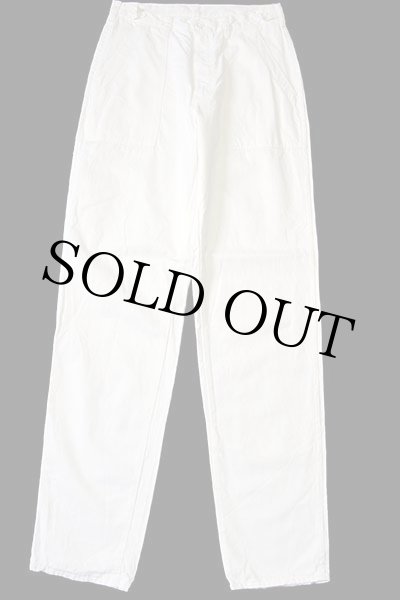 60s white cotton ホワイト ベイカーパンツ W33〜34 片ポケ 1960s?コック用?片ポケ白ベイカーパンツ - 古着屋HamburgCafe