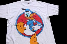 画像1: 90s Disneyディズニー ドナルドダック コットンTシャツ 白 (1)