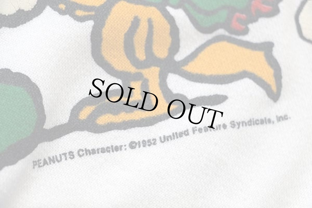 画像5: 90s USA製 SNOOPY スヌーピー ウッドストック クリスマス サンタクロース 発泡プリント スウェット 白 M (5)