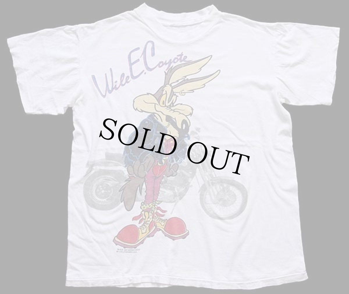画像2: 90s Warner Bros LOONEY TUNES WileE.Coyoteワイリーコヨーテ コットンTシャツ 白 (2)