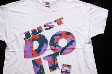 画像1: 90s USA製 NIKEナイキ JUST DO IT. ロゴ コットンTシャツ ボロ 白 M (1)