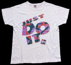 画像2: 90s USA製 NIKEナイキ JUST DO IT. ロゴ コットンTシャツ ボロ 白 M (2)