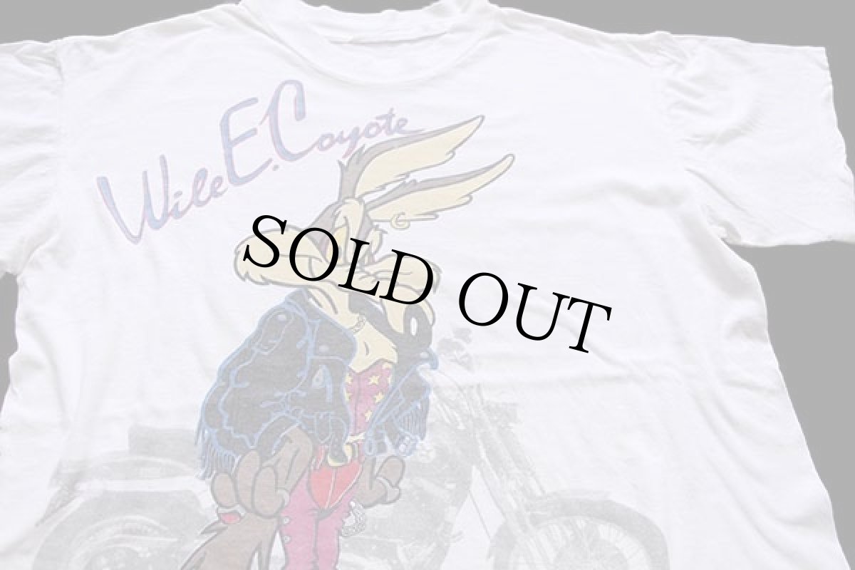 画像1: 90s Warner Bros LOONEY TUNES WileE.Coyoteワイリーコヨーテ コットンTシャツ 白 (1)