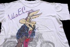 画像1: 90s Warner Bros LOONEY TUNES WileE.Coyoteワイリーコヨーテ コットンTシャツ 白 (1)