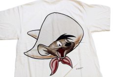 画像1: デッドストック★90s USA製 Warner Bros LOONEY TUNES スピーディーゴンザレス 両面プリント コットンTシャツ 生成り L (1)