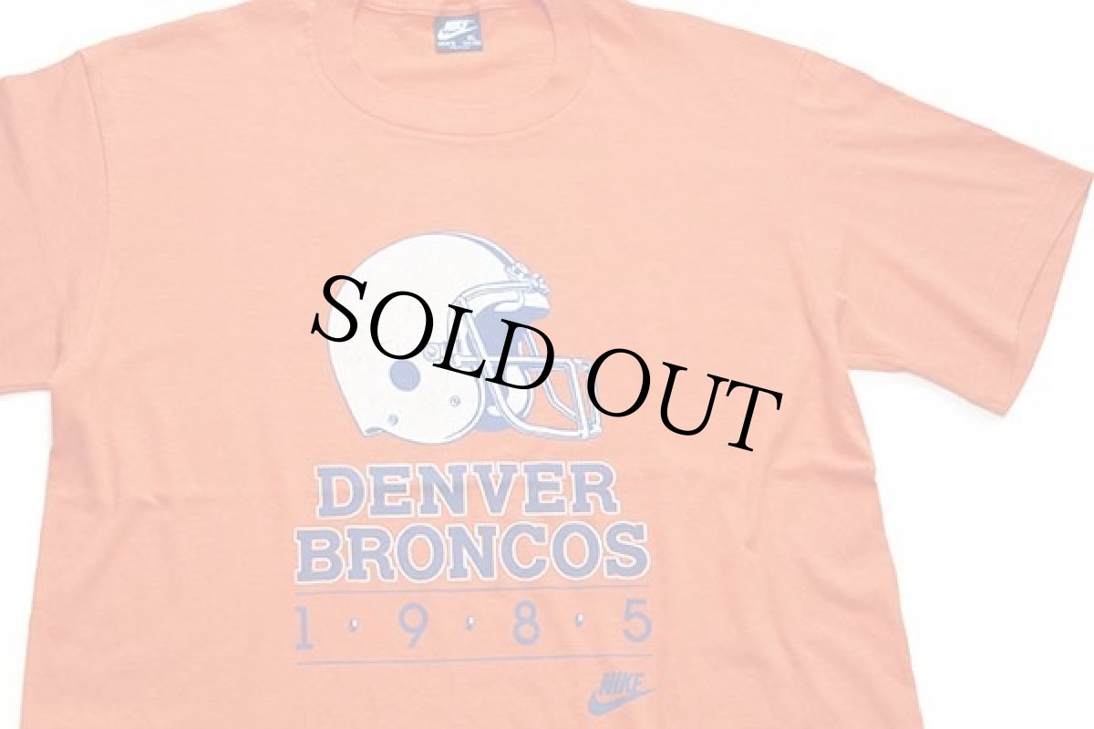 画像1: 80s USA製 NIKEナイキ NFL DENVER BRONCOS アメフト 両面プリント Tシャツ オレンジ XL (1)