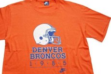 画像1: 80s USA製 NIKEナイキ NFL DENVER BRONCOS アメフト 両面プリント Tシャツ オレンジ XL (1)