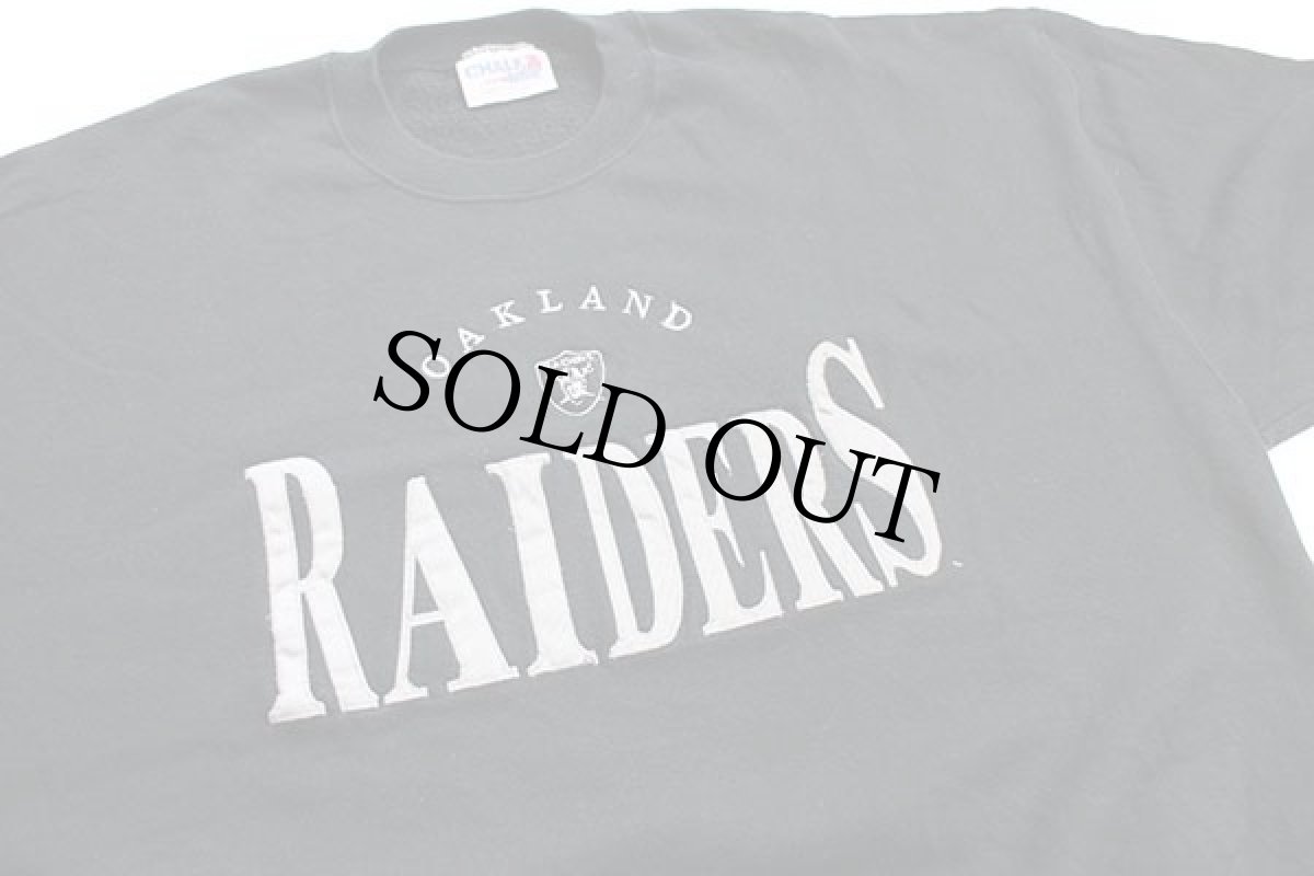 画像3: 90s CHALK LINE NFL OAKLAND RAIDERS 刺繍&パッチ スウェット 黒 (3)