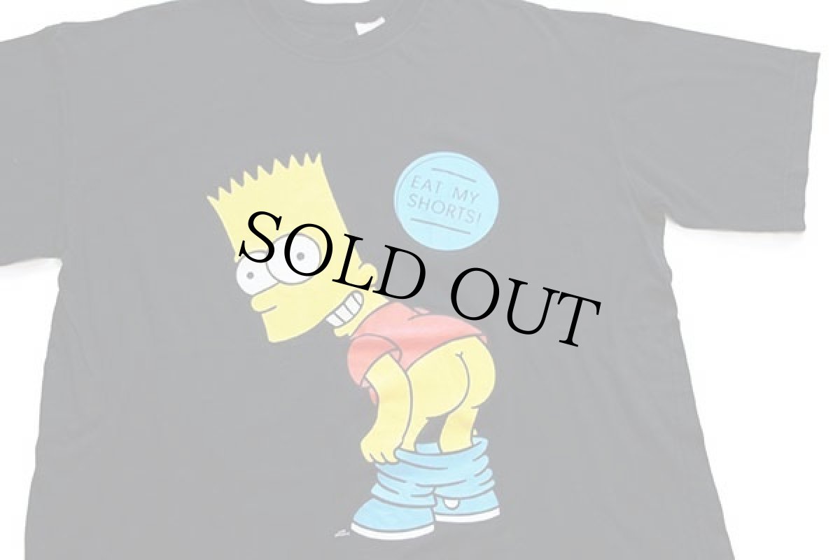 画像1: 00s The Simpsons シンプソンズ バート EAT MY SHORTS ! コットンTシャツ 黒 (1)