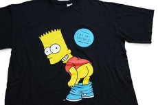 画像1: 00s The Simpsons シンプソンズ バート EAT MY SHORTS ! コットンTシャツ 黒 (1)