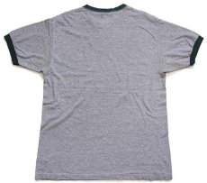 画像3: 90s USA製 NIKEナイキ ロゴ刺繍 リンガーTシャツ ボロ 杢グレー×緑 M (3)