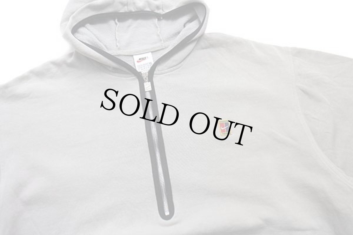 画像3: 90s NIKEナイキ ロゴ刺繍&パッチ付き ハーフジップ プルオーバー スウェットパーカー グレーベージュ XL (3)