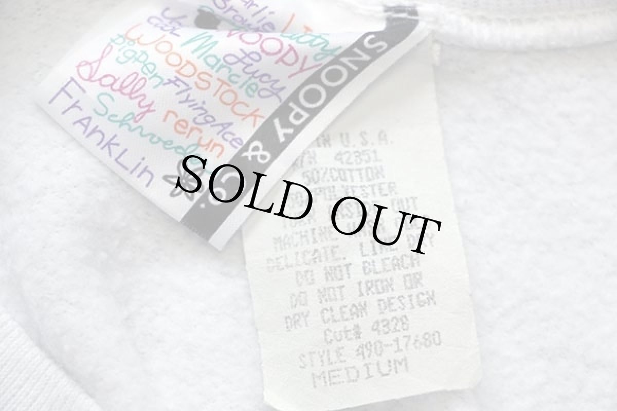 画像4: 90s USA製 SNOOPY スヌーピー ウッドストック クリスマス サンタクロース 発泡プリント スウェット 白 M (4)