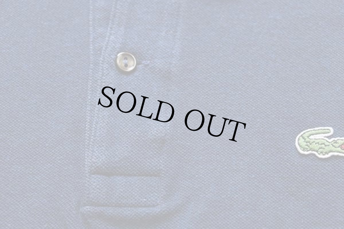 画像5: 80s LACOSTEラコステ ワンポイント コットン 鹿の子 ポロシャツ 杢ネイビー 8★41 特大 (5)