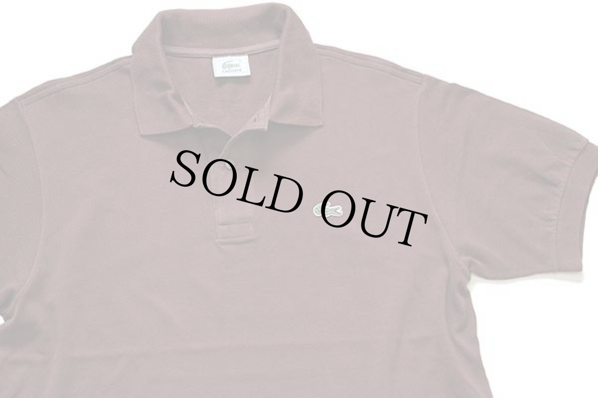 画像3: 80s LACOSTEラコステ ワンポイント コットン 鹿の子 ポロシャツ 茶 4★42 (3)