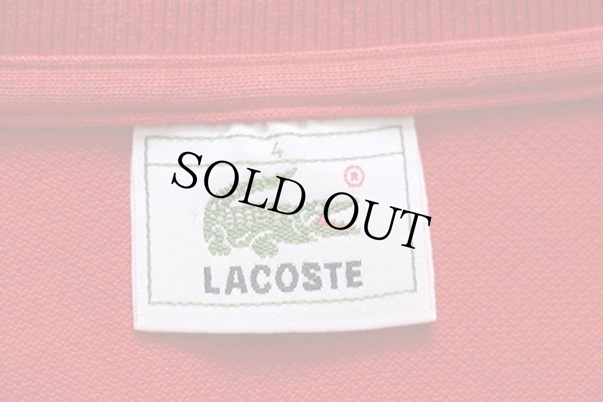 画像4: 80s LACOSTEラコステ ワンポイント コットン 鹿の子 ポロシャツ 赤 4★43 (4)