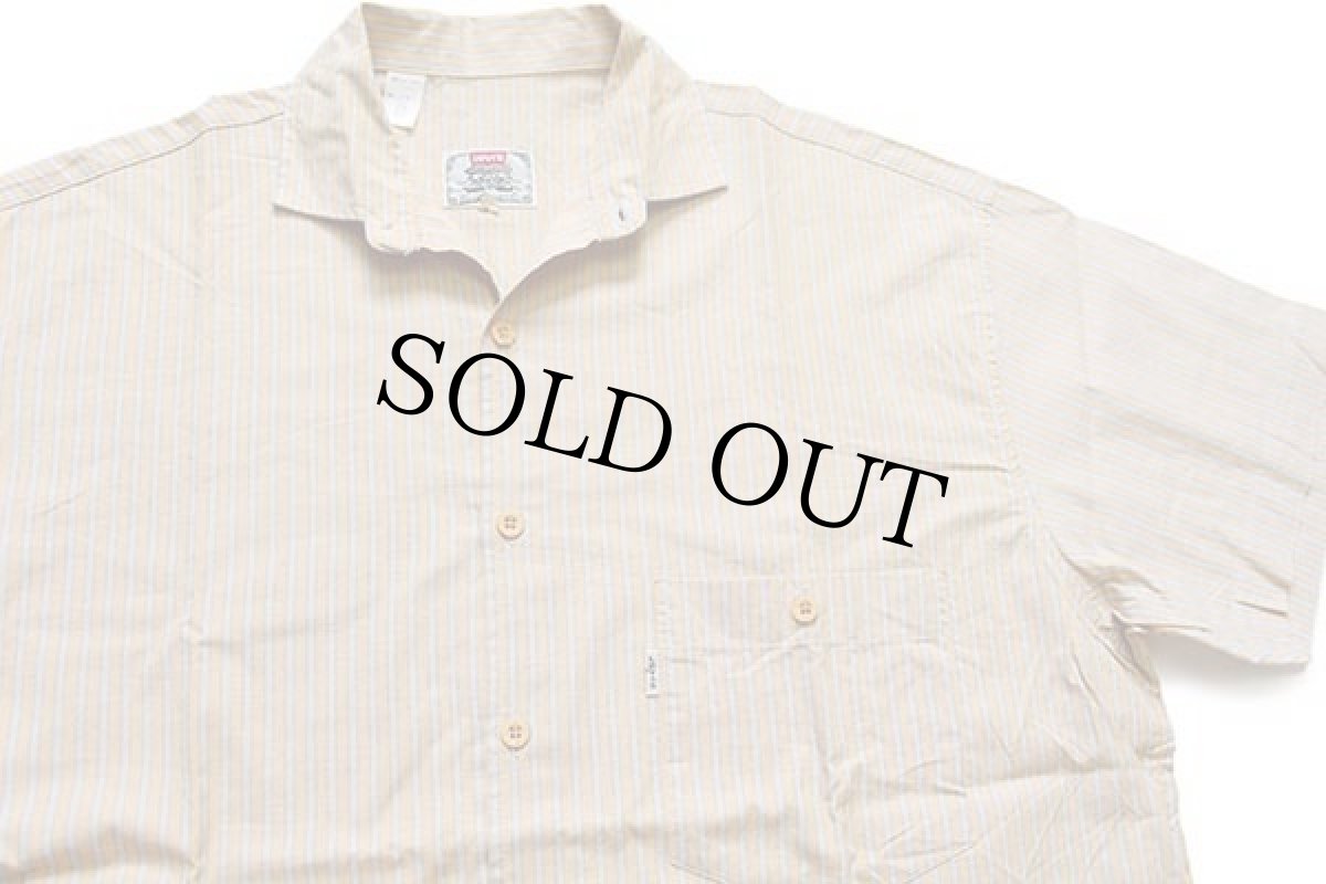 画像4: デッドストック★90s Levi'sリーバイス ストライプ 半袖 コットンシャツ L★ユーロ (4)
