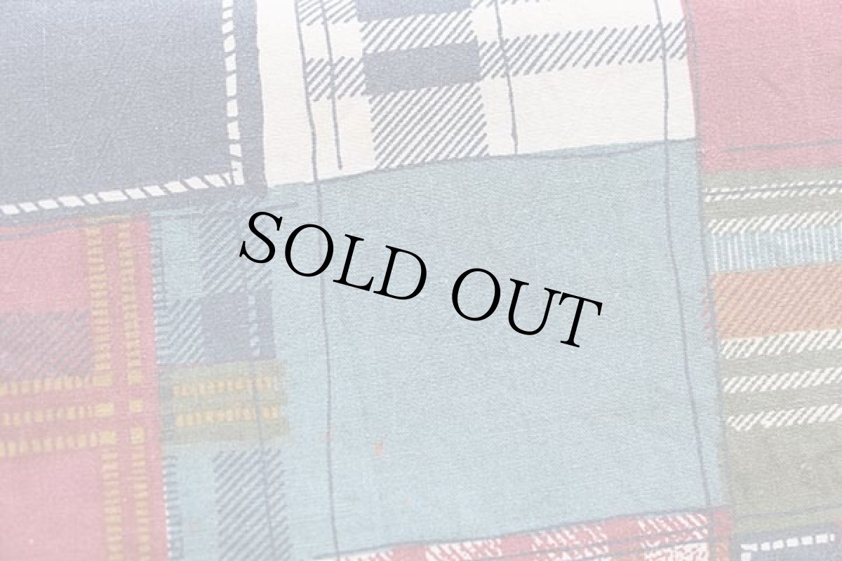 画像6: 80s JOHN PEEL チェック パッチワーク柄 半袖 コットンシャツ S★インド綿 (6)