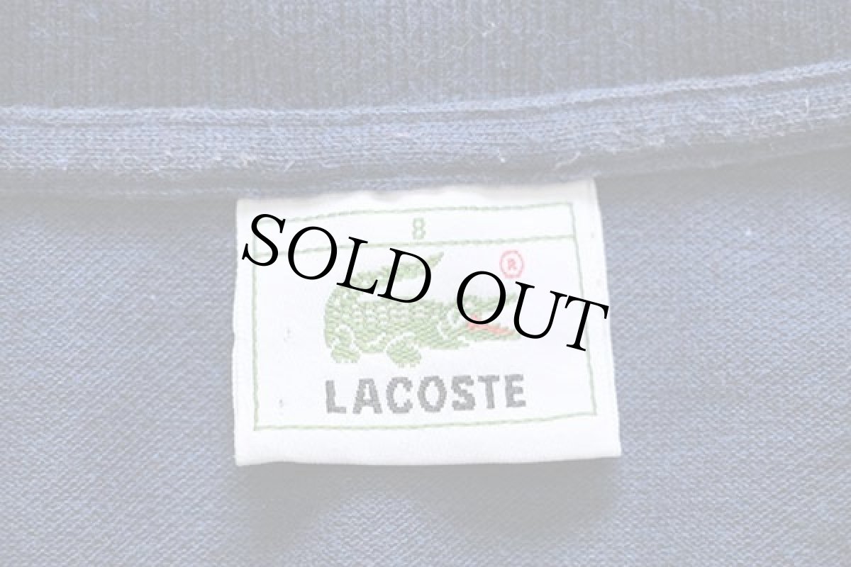画像4: 80s LACOSTEラコステ ワンポイント コットン 鹿の子 ポロシャツ 杢ネイビー 8★41 特大 (4)