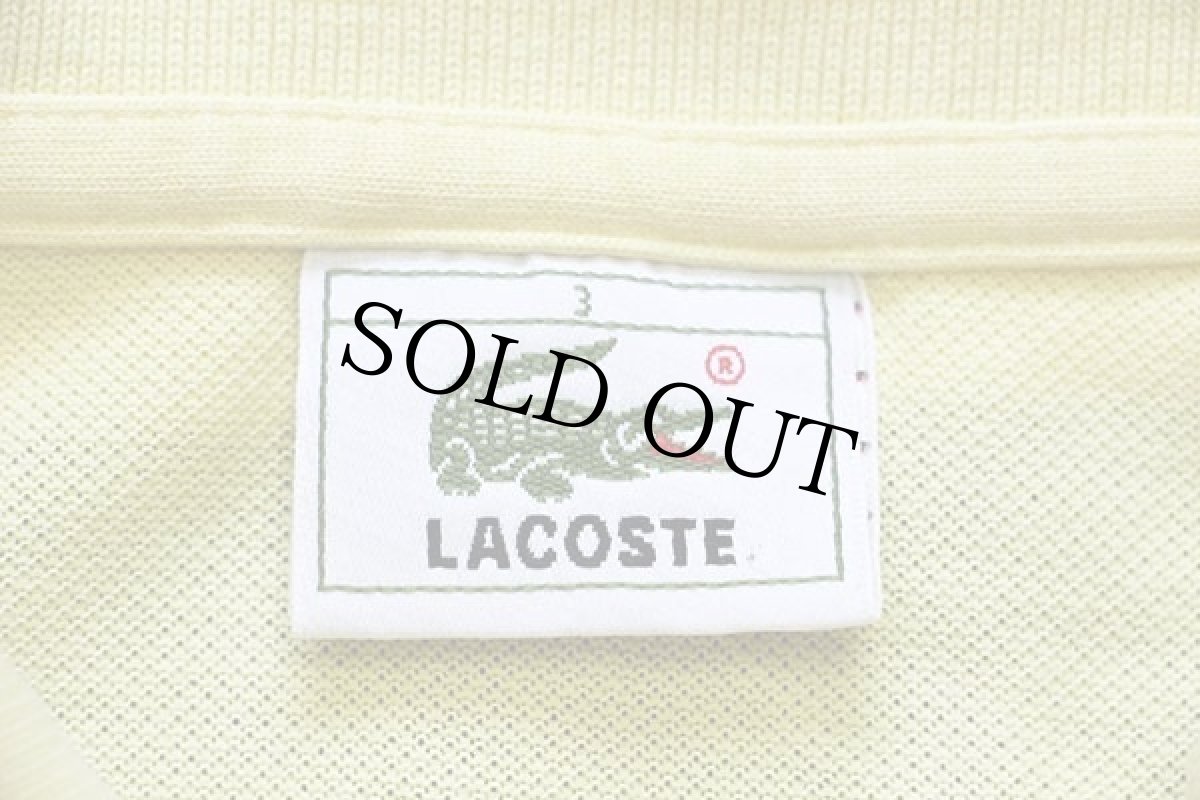 画像4: 80s LACOSTEラコステ ワンポイント コットン 鹿の子 ポロシャツ 黄 3★48 (4)