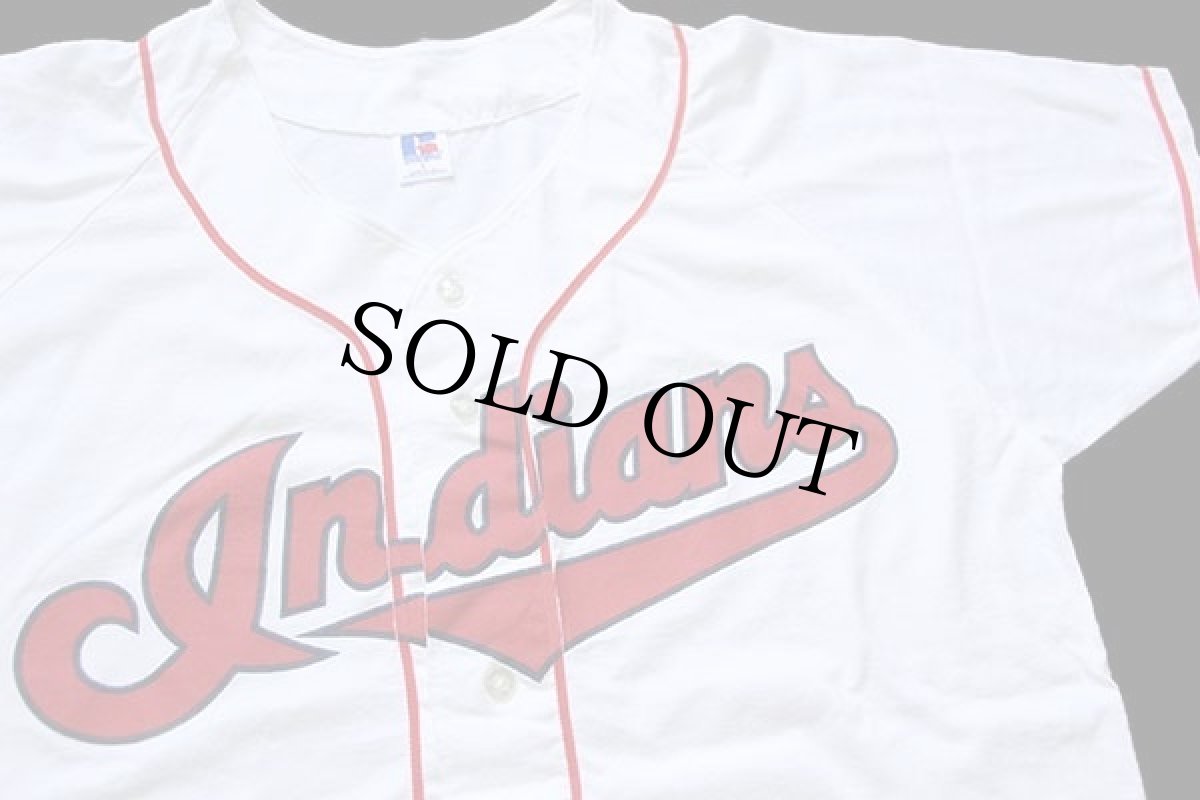 画像3: 90s USA製 RUSSELLラッセル MLB CLEVELAND Indians ベースボールシャツ 白 L (3)