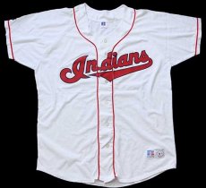 画像1: 90s USA製 RUSSELLラッセル MLB CLEVELAND Indians ベースボールシャツ 白 L (1)