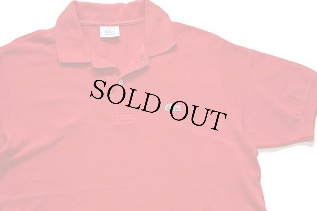 画像3: 80s LACOSTEラコステ ワンポイント コットン 鹿の子 ポロシャツ 赤 4★43 (3)