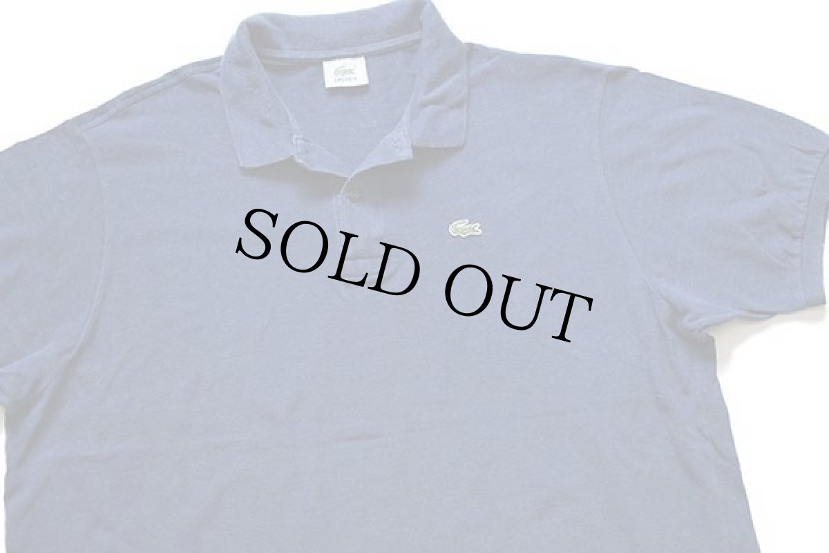 画像3: 80s LACOSTEラコステ ワンポイント コットン 鹿の子 ポロシャツ 杢ネイビー 8★41 特大 (3)