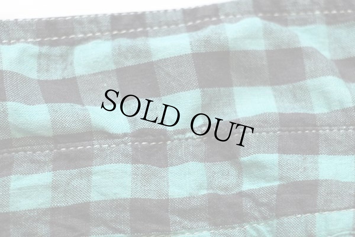 画像7: 80s CUBA LIBRE ギンガムチェック 半袖 コットンシャツ 緑×黒 XL★インド綿 (7)