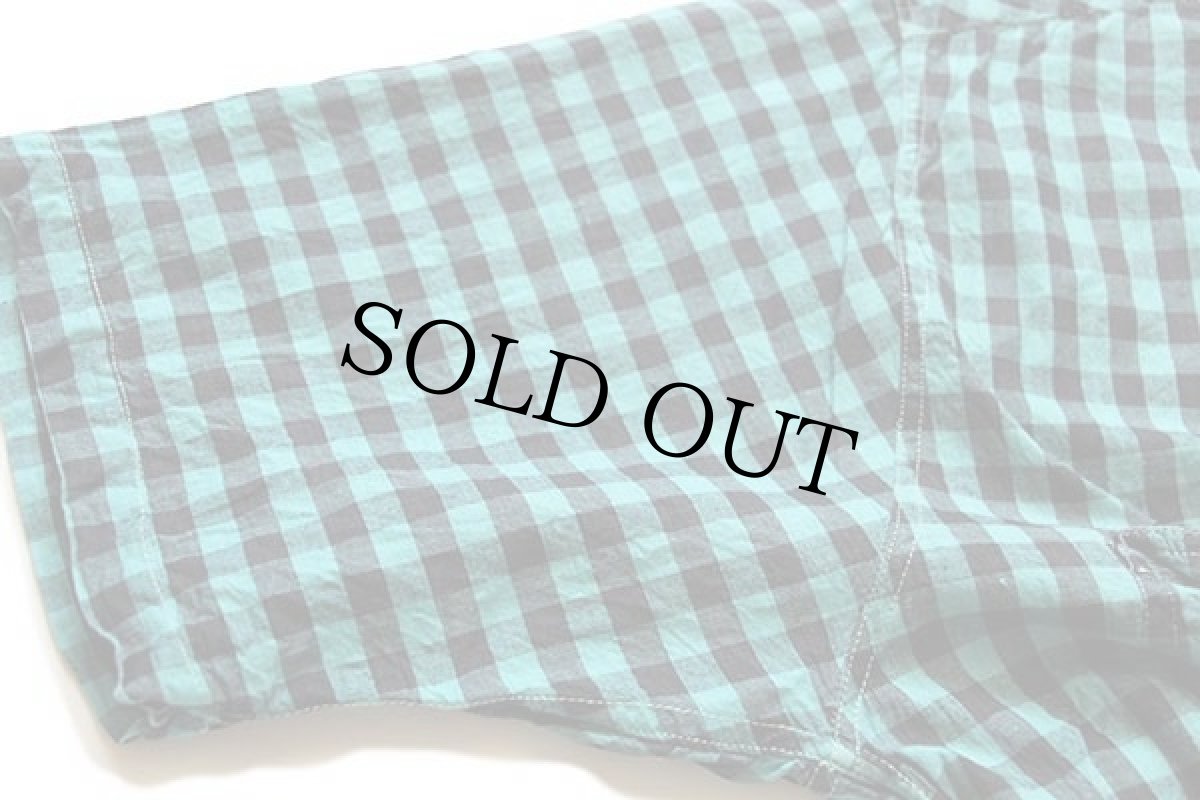 画像6: 80s CUBA LIBRE ギンガムチェック 半袖 コットンシャツ 緑×黒 XL★インド綿 (6)