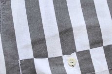 画像7: 80s イタリア製 benettonベネトン ストライプ バンドカラー 半袖 コットンシャツ グレー×白 (7)