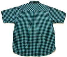 画像2: 80s CUBA LIBRE ギンガムチェック 半袖 コットンシャツ 緑×黒 XL★インド綿 (2)
