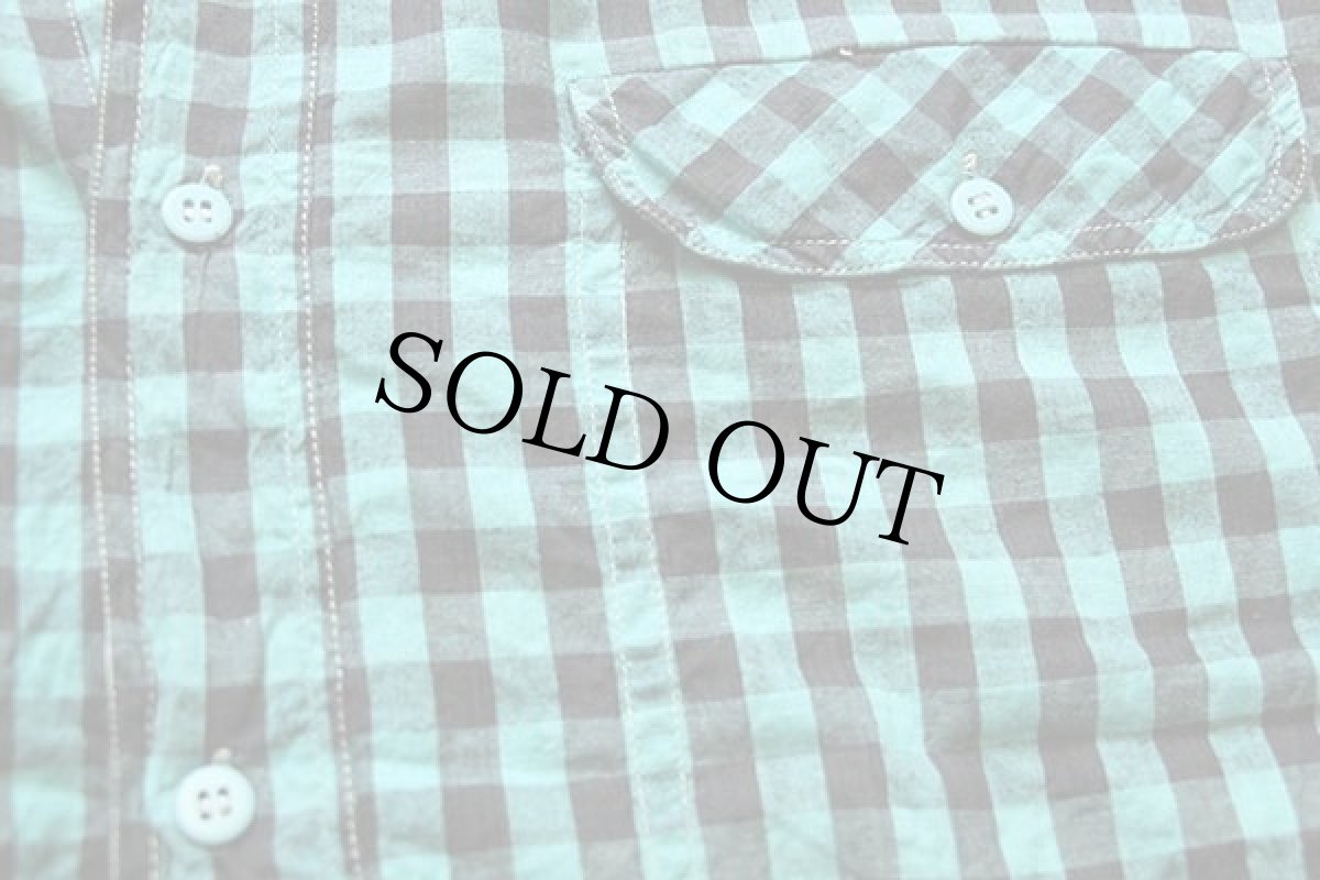 画像5: 80s CUBA LIBRE ギンガムチェック 半袖 コットンシャツ 緑×黒 XL★インド綿 (5)