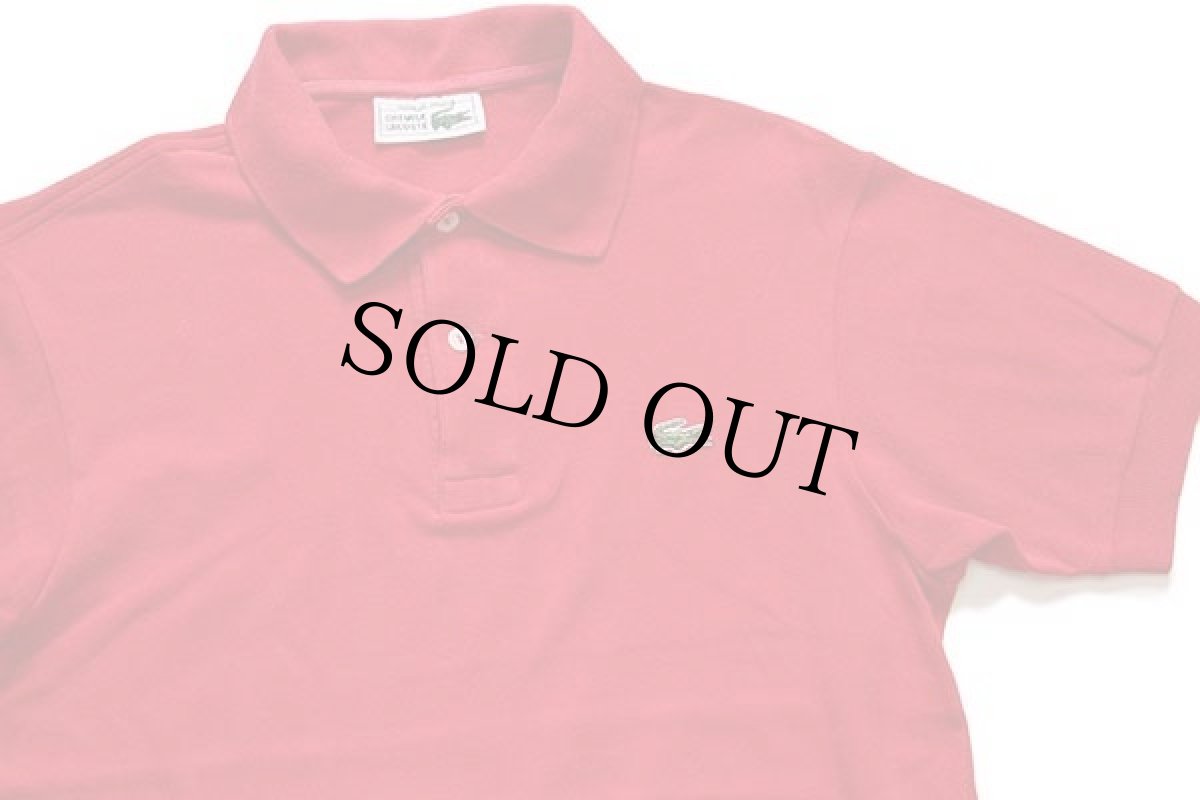 画像3: 70s フランス製 CHEMISE LACOSTEラコステ ワンポイント コットン 鹿の子 ポロシャツ 赤 3★34 (3)