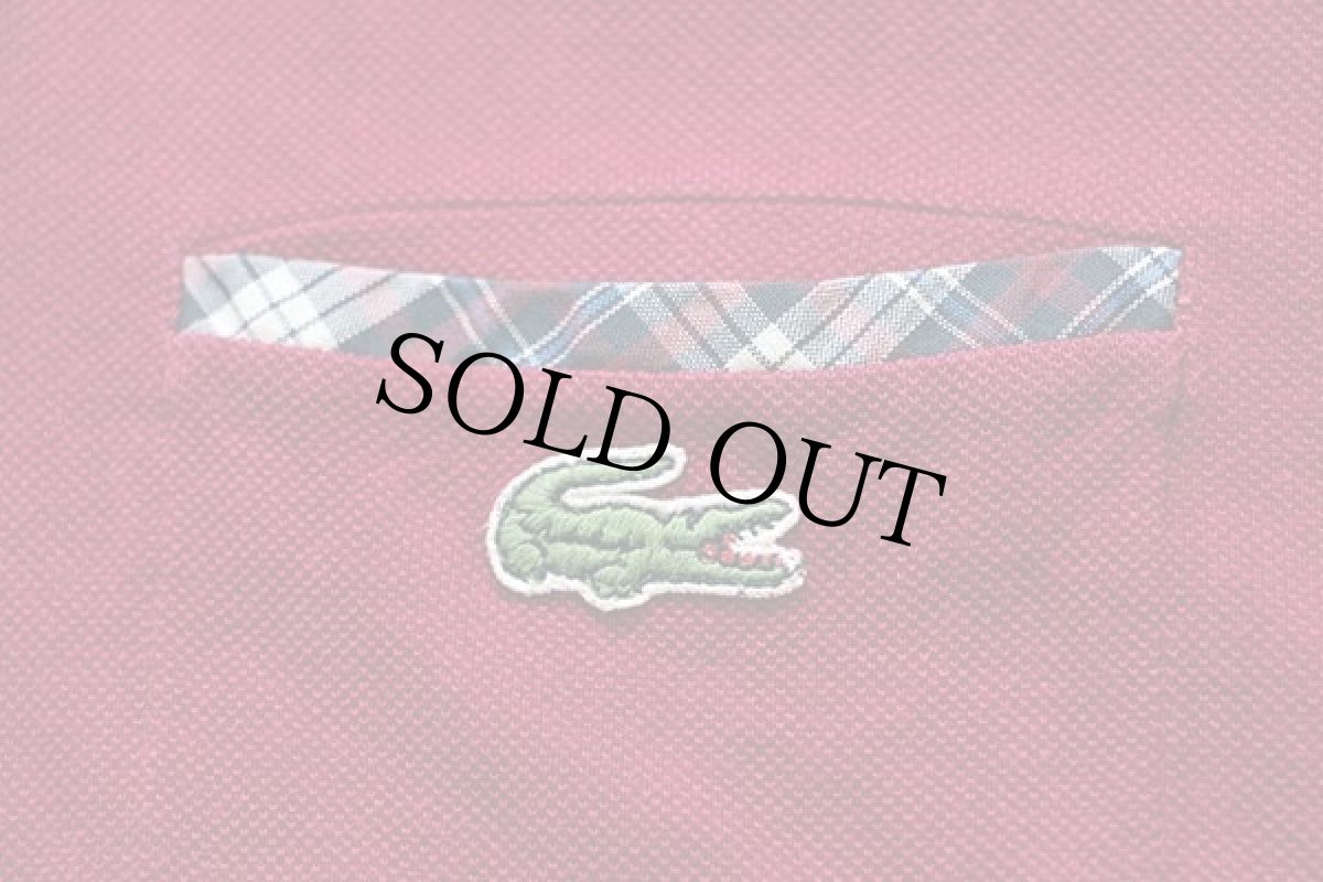 画像5: 70s フランス製 CHEMISE LACOSTEラコステ ワンポイント ポケット付き コットン 鹿の子 ポロシャツ ワインレッド 5★39 (5)