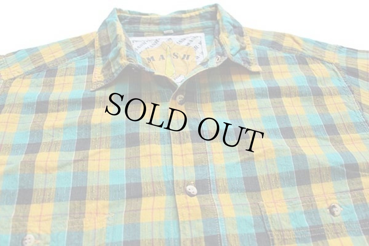 画像3: 80s MASH チェック 織り柄 コットンシャツ XL★インド綿 (3)