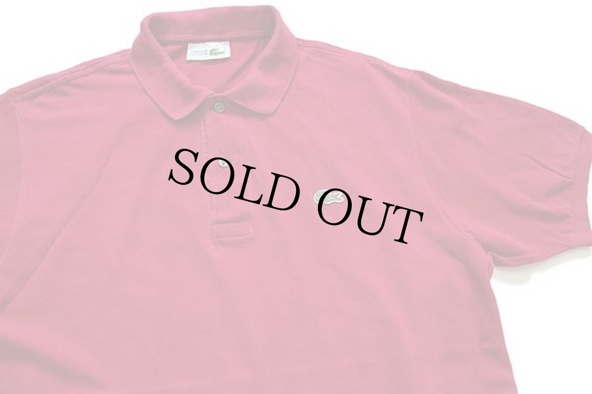 画像3: 70s フランス製 CHEMISE LACOSTEラコステ ワンポイント コットン 鹿の子 ポロシャツ ワインレッド 5★38 (3)