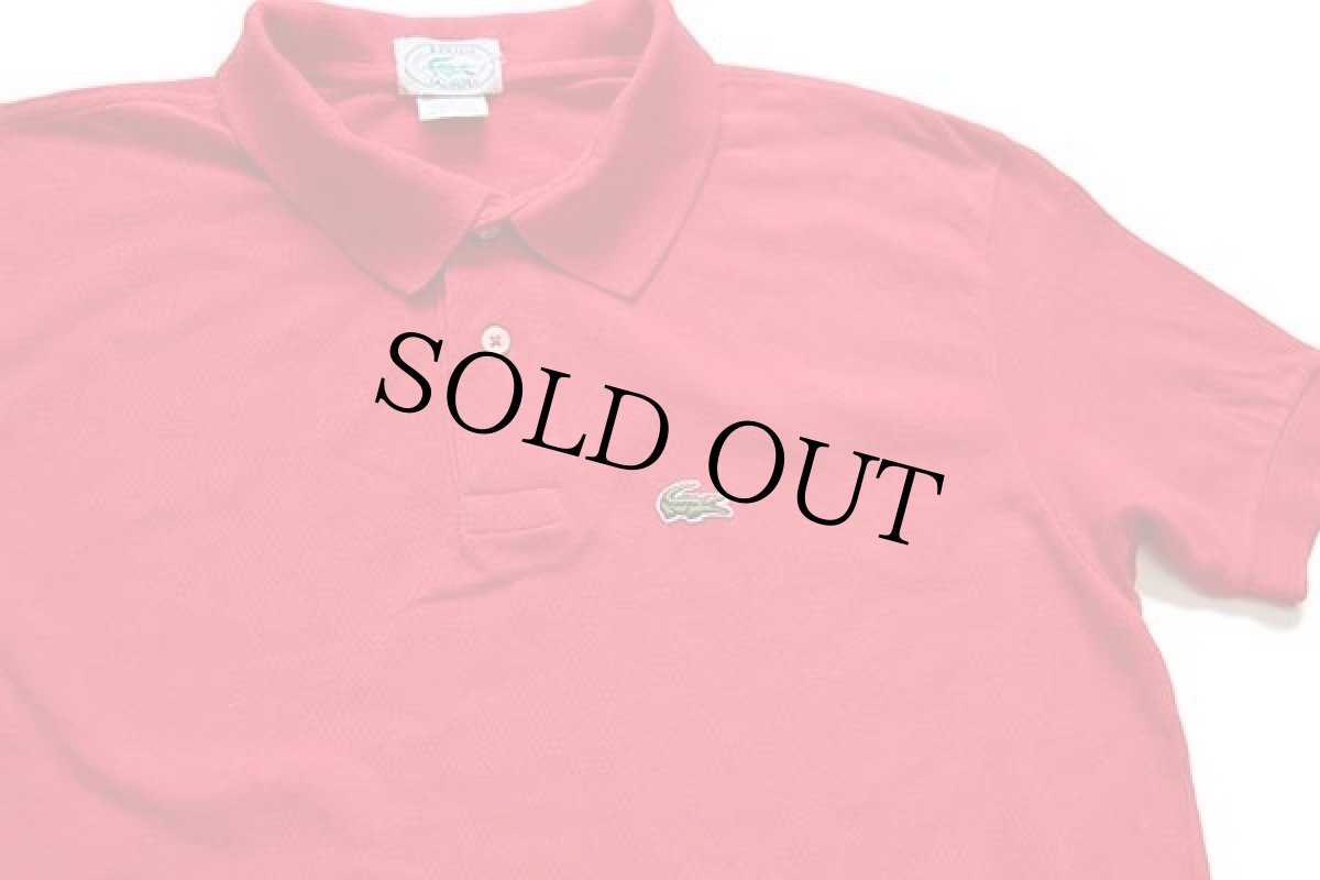 画像3: 80s USA製 IZOD LACOSTE ラコステ ワンポイント コットン 鹿の子 ポロシャツ 赤 L (3)
