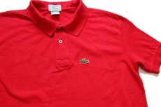 画像3: 80s USA製 IZOD LACOSTE ラコステ ワンポイント コットン 鹿の子 ポロシャツ 赤 L (3)