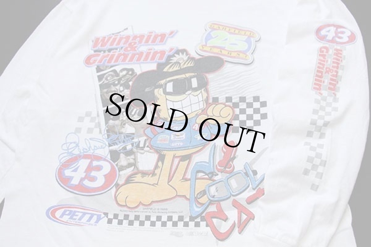 画像3: 00s NASCAR Richard Petty × Garfieldガーフィールド 25 YEARS コットン 長袖Tシャツ 白 (3)