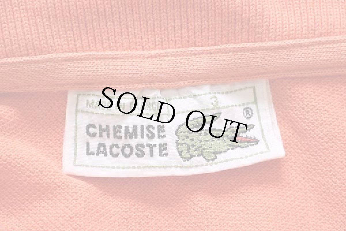 画像4: 70s フランス製 CHEMISE LACOSTEラコステ ワンポイント コットン 鹿の子 ポロシャツ オレンジ 3★36 (4)