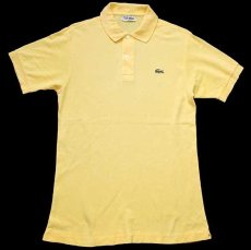 画像1: 70s フランス製 CHEMISE LACOSTEラコステ ワンポイント コットン 鹿の子 ポロシャツ 黄 3★35 (1)